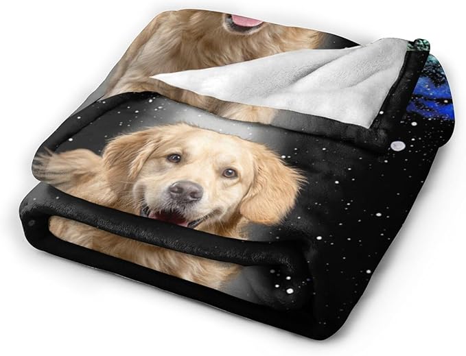 Dynova Golden Retriever Blanket Dog Lovers Gifts Cozy Plush Funny Galaxy Throw Blankets Fuzzy Flannel Fleece for Girls Boys Women Men 60"X50"