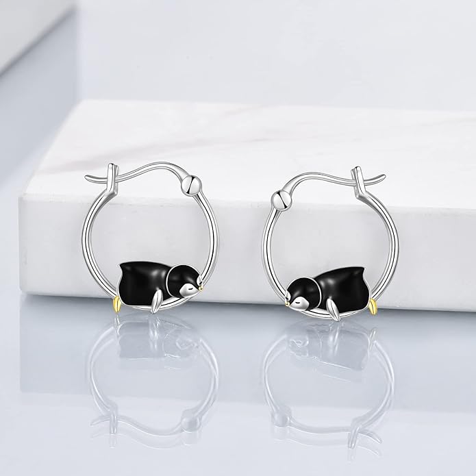 Fox/Pig/Mushroom/Cat Earrings Sterling Silver Cute Hoop Earrings Animal Jewelry Gifts for Women Daughter