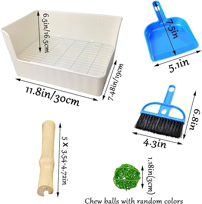 Hamiledyi Litter Box Rabbit Litterbox Small Rabbit Corner Trainer Potty Plastic Guinea Pig Toilet Training Box for Cage (White)