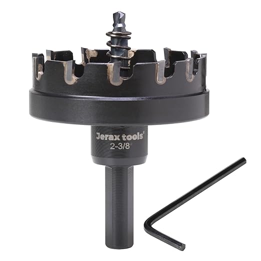 Tungsten Carbide Tipped Hole Cutter, 2-3/8 inch TCT Hole Saw, Oxided Coating with Tri-Flat Shank, 5mm Hole Depth Heavy Duty, for Stainless Steel, Mild Steel, Iron, Copper, Brass, Plastic
