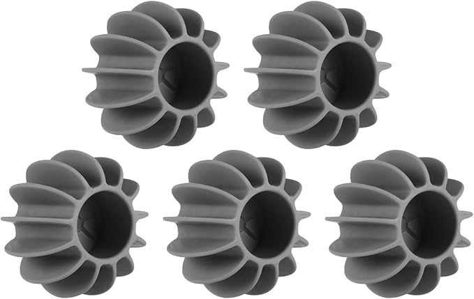 Silicone Laundry Balls for Drum & Wave Washing Machines, 5-Pack Stain Removal and Knot Prevention Cleaning Tool, Reusable Dryer Ball Accelerates Drying, 4" x 2", Gray/White