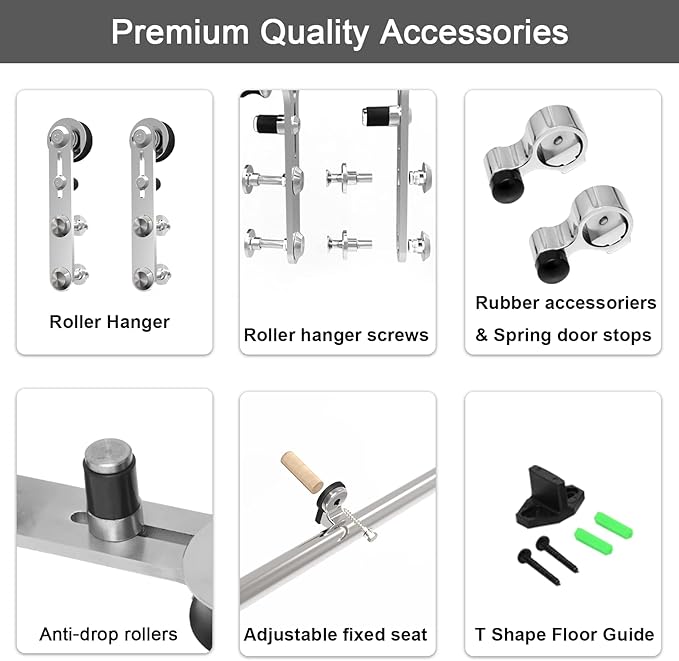 TSMST 11FT Sliding Barn Door Hardware Kit, Stainless Steel Heavy Duty Sturdy Barn Door Track for Double Wood Door, Slide Smoothly Quietly (I Style)