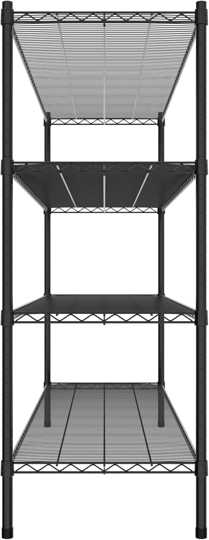 Commercial NSF Listed Black Epoxy Stationary Wire Shelving Kit 21" x 72" x 54", with 4 Shelves Perfect for Warehouse, Walk-in Refrigerator, Freezer, Grocery Store, Restaurant, Dishroom