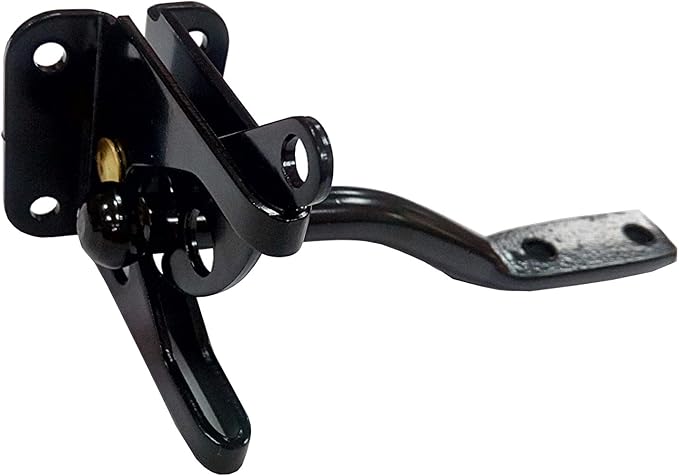 QCAA Self-Locking Gate Latch, 2-1/8",Steel, Black, 1 Pack, Made in Taiwan