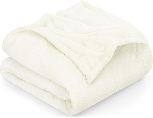 Utopia Bedding Fleece Blanket Twin Size Ivory 300GSM Luxury Anti-Static Fuzzy Soft Microfiber Bed Blanket (90x66 Inch)