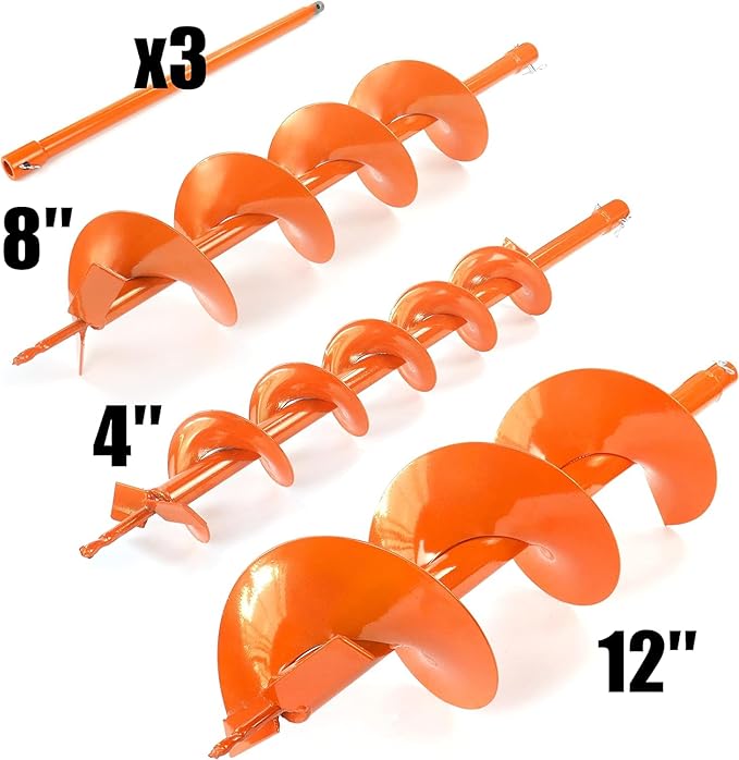 NEOTEC 72CC 2-Stroke Gas Powered Earth Auger Post Fence Hole Digger + 4" 8" 12" Auger Triple Drill Action Design Bits + 3 X 24 Extension Bars, Petrol Drill Borer
