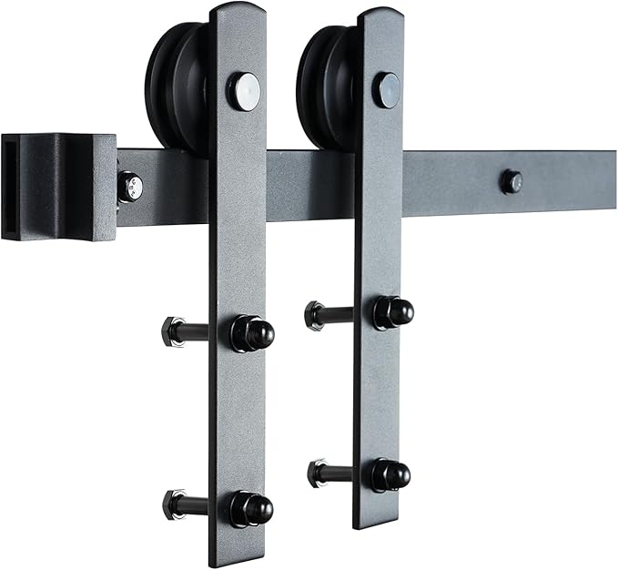 VEVOR 8FT Double Door Sliding Hardware Set, Supports up to 330LBS, Compatible with 3.7-4.3FT Width & 1.3"-1.8" Thickness Door Panels, Includes Quiet I-Shaped Rollers