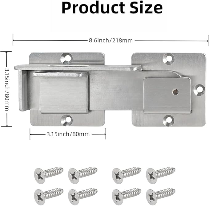 Flip Gate Latch with Padlock Hole,Double Gate Latch Stainless Steel gate Latch for Fence, 4MM Heavy Duty gate Latch for Wooden Fence,Swing and Sliding Open Gate, Barn Door, Fence, Yard