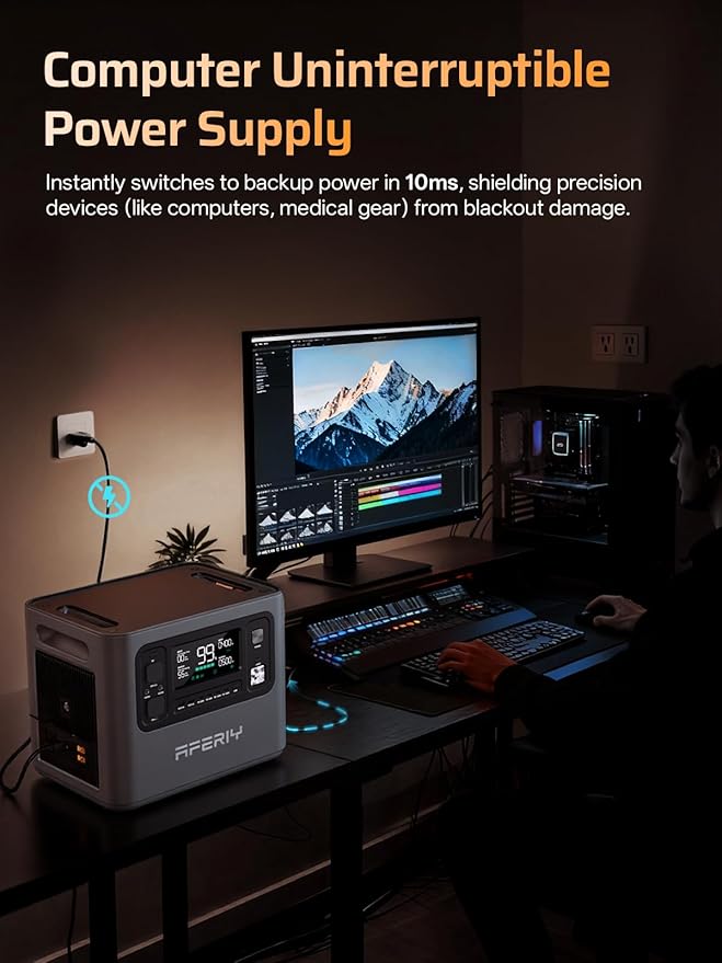 AFERIY 2800W Portable Power Station,2026 Upgraded Version of P210,2048Wh LiFePO4 Battery,Expandable to 10kWh,1800W AC Charging,UPS Solar Generator for Home Use,Power Outages,Camping,and RVs