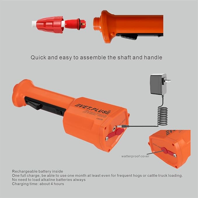 Rechargeable Livestock Prod for Cows Cattle Hogs Prod Waterproof Animal Prod for Big Large Dogs (NOT for Small Dog OR Pets), Shaft Length 33", Total Length 43 1/2 inch