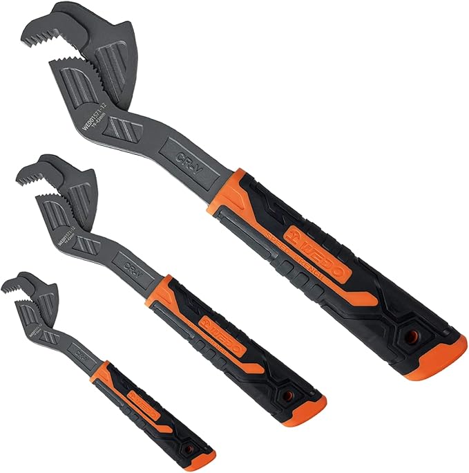 WEDO 3-Piece Multi-function Wrench Set,Size 6"+ 8"+ 12",Universal Adjustable Wrench,CR-V Steel,Anti slip rubber handle,Spring Loaded wrench,Crowfoot Spanner,Self-adjusting Pipe Wrench