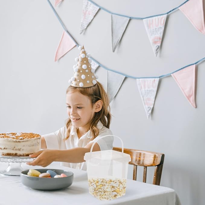 Baluue 6pcs Ice Cream Bucket Food Grade Reusable Food Grade Plastic Square Bucket with Lid Clear Storage Pail for Kitchen Storage Meal for Kitchen Household Container 1L