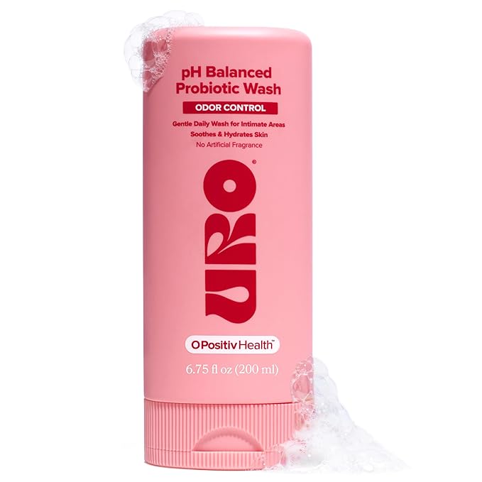 O Positiv URO pH Balanced Probiotic Wash – Odor Control, pH Balance, Dryness & Irritation Support for Intimate Areas – Probiotics & Lactic Acid – 6.75 oz