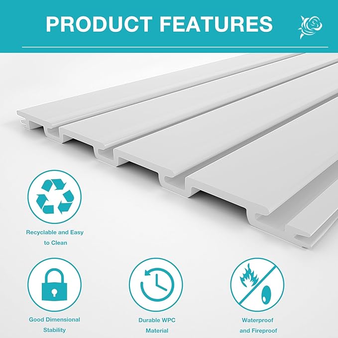 NeatiEase Slatwall Panel Wall Storage Systems, 4 x 8ft Slat Wall Paneling Garage Wall Organizer, Heavy Duty Wall Mounted PVC Wall Rack (White)