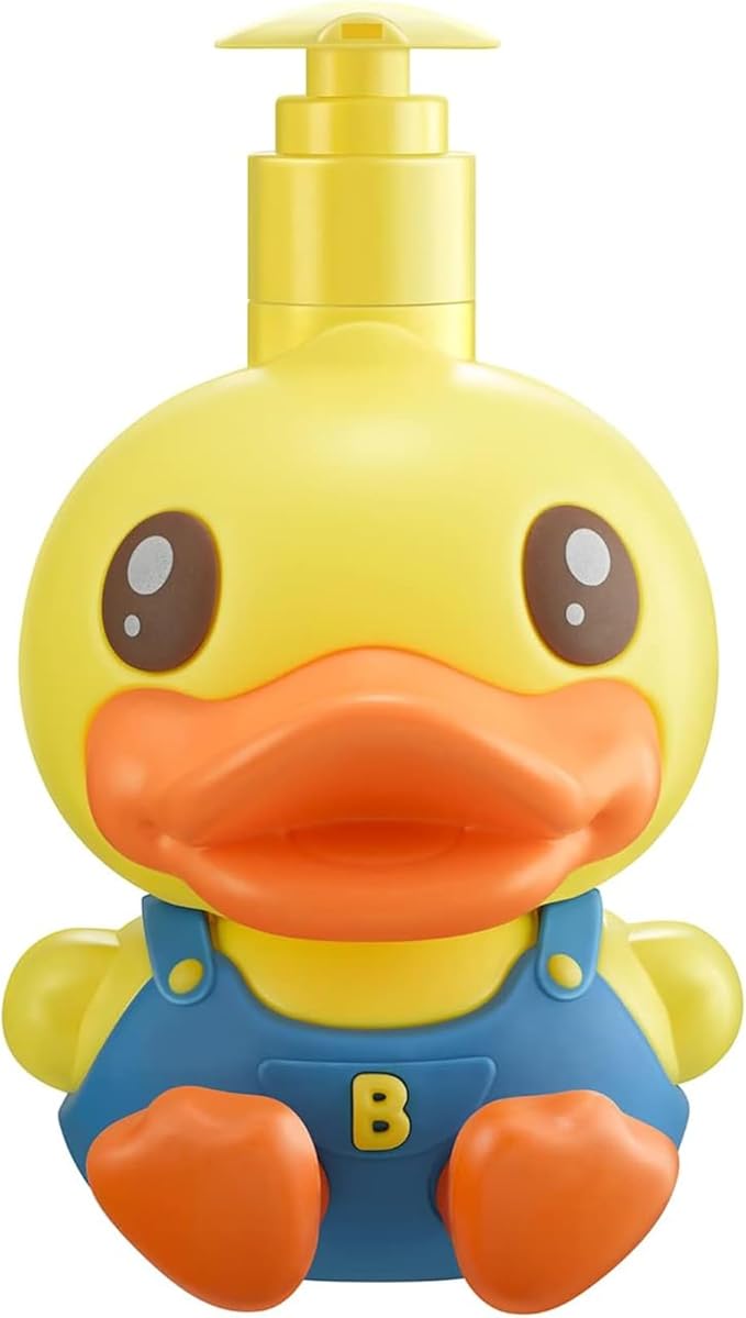Super Cute 3D Soap Dispenser for Bathroom Toilet Kitchen Dish Soap Shampoo Lotion Hand Sanitizer Shower Cartoon Animal Duck Birthday Gift Empty Refillable Pump Bottle Yellow Blue