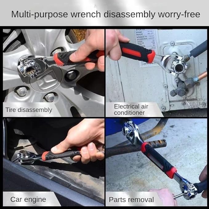 Universal Wrench 52 in 1 Socket Wrench Multifunction Wrench Tool with 360 Degree Rotating Head, Spanner Tool for Home Bicycle Car Repair