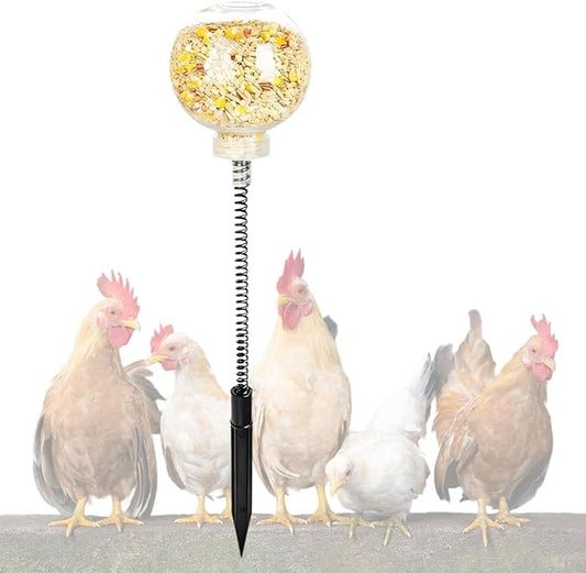 2PCS Chicken Peck Toys Poultry Enrichment Swing & Slow Feeder Chicken Treat Dispenser for Hens Ducks Birds and Parrots Transparent Coop Toys for Fun & Feeding