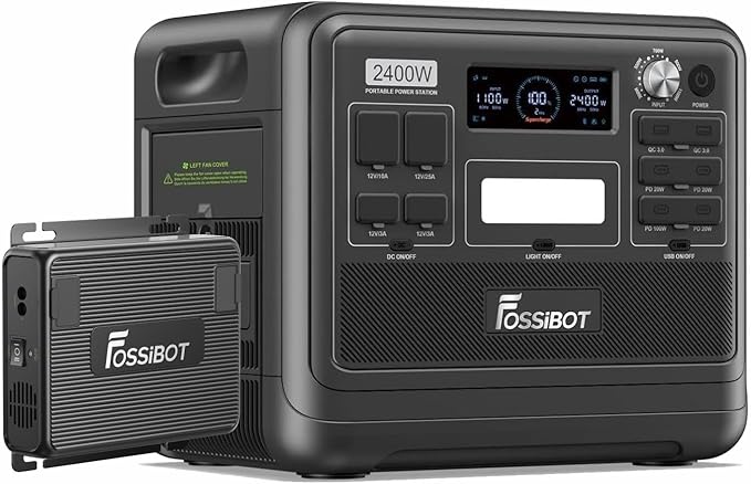 FOSSiBOT F2400 +FAC580 DC to DC Charger with Portable Power Station,2400W & 580W Charging Car Battery Chargers for RV Camping generator Compatible with portable batteries,perfect for road trips and RV