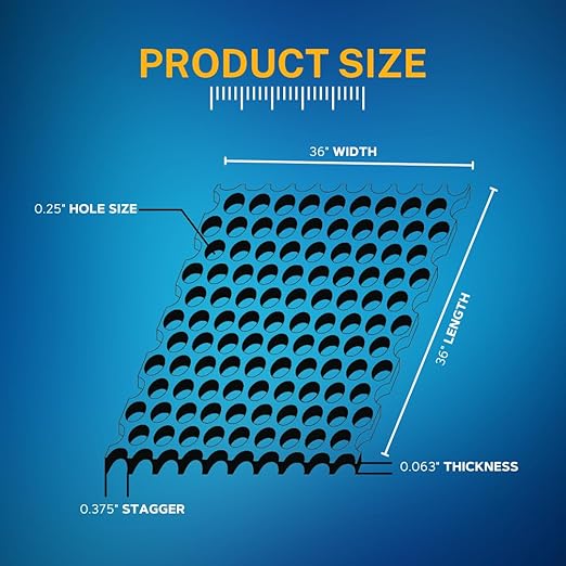 3003 Aluminum Perforated Sheet, Unpolished (Mill) Finish, H14 Temper, Staggered Round 0.25" Holes, 0.063" Thickness, 14 Gauge, 36" Width, 36" Length, 0.375" Stagger, 40% Open Area, OnlineMetals