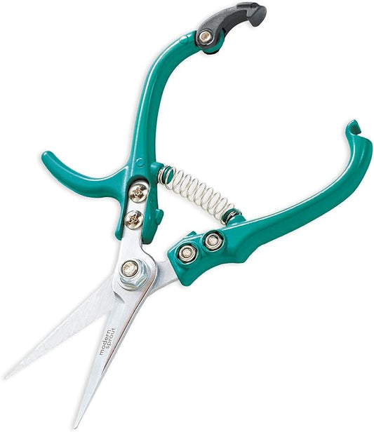 Modern Sprout Pruning Shears - Herb Snipping Scissors- Lightweight Gardening Tools W/Easy Lock - Flower Cutter Garden Shears - Carbon Steel Blade + Reusable Holster (Ocean, 1-Pack)