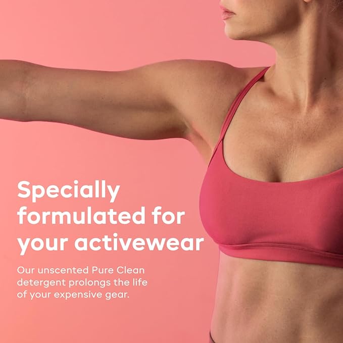 Nonaste Liquid Laundry Detergent - Pure Clean, 32 Fl Oz (Pack of 2) - Activewear Laundry Detergent for Workout Clothes & More - Unscented, Gentle & Color Safe