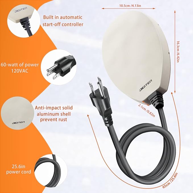 60W Bird Bath Heater, Waterproof Birdbath Deicer for Outdoors, Keep Chicken Waterers from Freezing, Fit in All Kind of Birdbaths 110V 120V