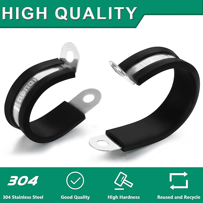 15PCS 5/8 Inch Cable Clamps with 35PCS Screws Assortment Kit 304 Stainless Steel Rubber Cushioned Insulated Cable Clamp, Automotive Wire Pipe Clamps(16mm)