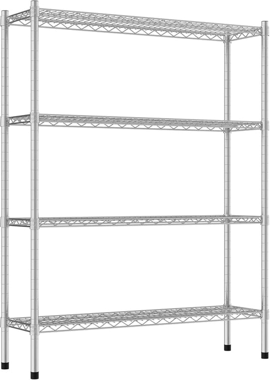 Commercial NSF Listed Chrome Stationary Wire Shelving Kit 12" x 42" x 54", with 4 Shelves Perfect for Warehouse, Walk-in Refrigerator, Freezer, Grocery Store, Restaurant, Dishroom