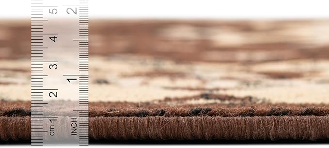 Unique Loom Taftan Collection Border Geometric Tribal Inspired Design Area Rug (8' 0 x 8' 0 Square, Brown/ Tan)