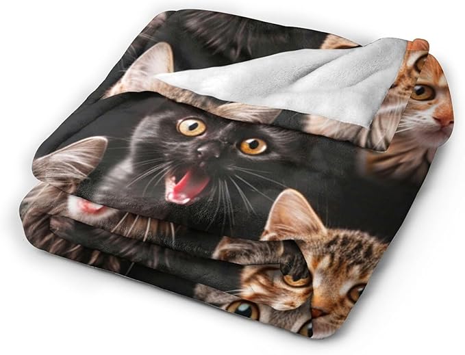 Tijuboni Cats Throw Blanket Cat Gifts for Girls Boys Women Men Kids Adults Soft Flannel Fleece Blanket for Couch Sofa Bed Home Decor 50"x60"
