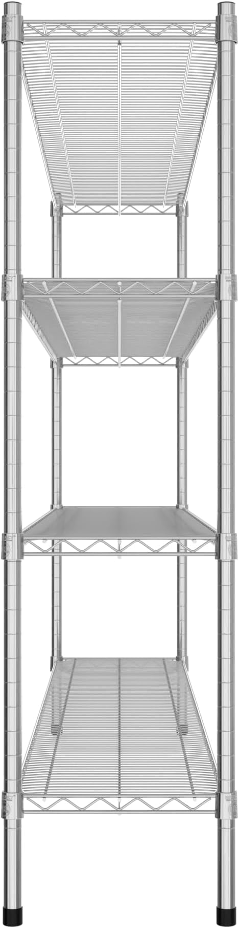 Commercial NSF Listed Chrome Stationary Wire Shelving Kit 14" x 72" x 54", with 4 Shelves Perfect for Warehouse, Walk-in Refrigerator, Freezer, Grocery Store, Restaurant, Dishroom