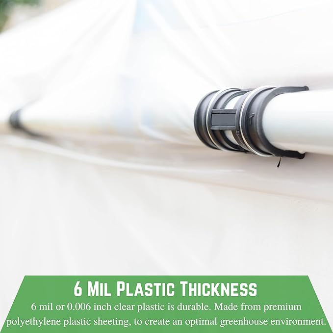 Farm Plastic Supply - Clear Greenhouse Plastic Sheeting - 6 mil - (12' x 75') - 4 Year UV Resistant Polyethylene Greenhouse Film, Hoop House Green House Cover for Gardening, Farming, Agriculture