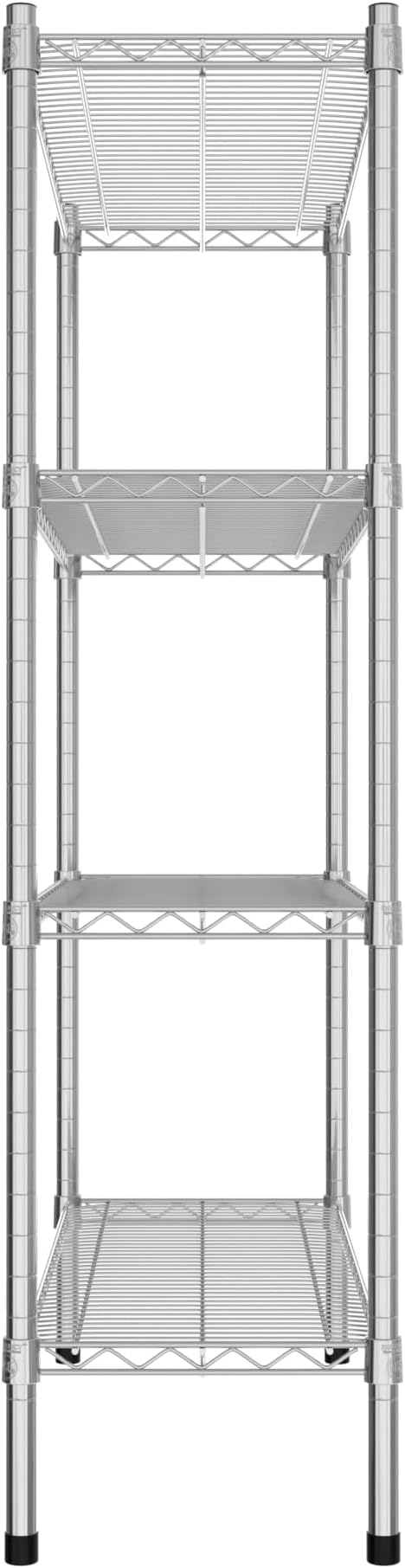 Commercial NSF Listed Chrome Stationary Wire Shelving Kit 14" x 36" x 54", with 4 Shelves Perfect for Warehouse, Walk-in Refrigerator, Freezer, Grocery Store, Restaurant, Dishroom