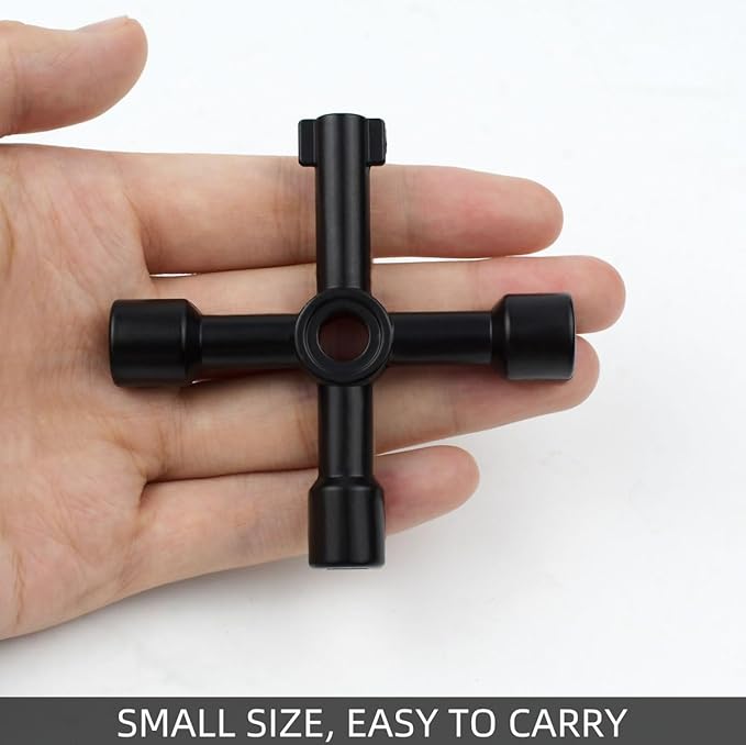 Triangle Multi-functional Sillcock Key 4 Way Square Wrench Water Utility Key Steel Sillcock Wrench Tool for Electric Water Gas Meter Box Cupboard Cabinet Opening Spigots Faucet Valve 2 Paack Cross Key
