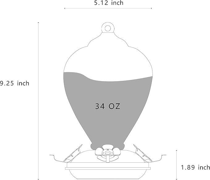 Hummingbird Feeders, 34OZ Hand Blown Glass Hummingbird Feeder for Outdoors Hanging with Ant MoatHooks, Perfect for Gardening Yard Patio Decor Gifts (Blue Mermaid)