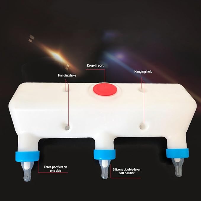 Multiple Animal Milk Dispenser with 3 Silicones Nipples Hanging Feeder for Piglets Calves Lamb Nursing Bottle Farm Tool Pet Livestock Nursing Equipment