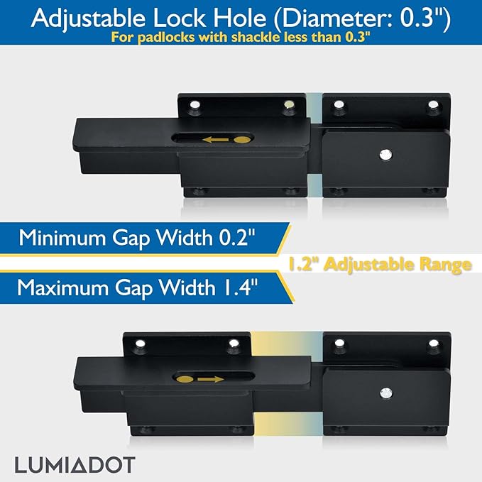 Flip Gate Latch Lock with Padlock Hole 2Pack, 3.5mm Heavy Duty Aluminum Alloy Adjustable Door Latch for Sliding Swing Open Door, Outdoor Gate, Wooden Fence, Barn Door, Shed, Garage, Yard