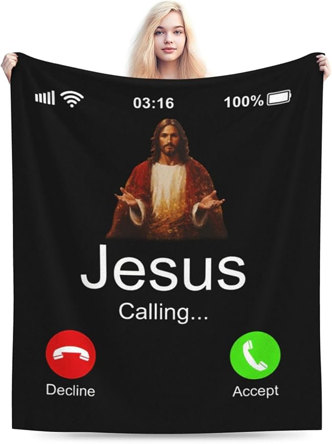 Jesus Blanket Christian Throw Blanket Soft Warm Cozy Fuzzy Plush Religious Throw Blanket Gifts for Girls Women Jesus Stuff Lightweight Fleece Flannel Gift Blankets for Kids Adults 50"X60"
