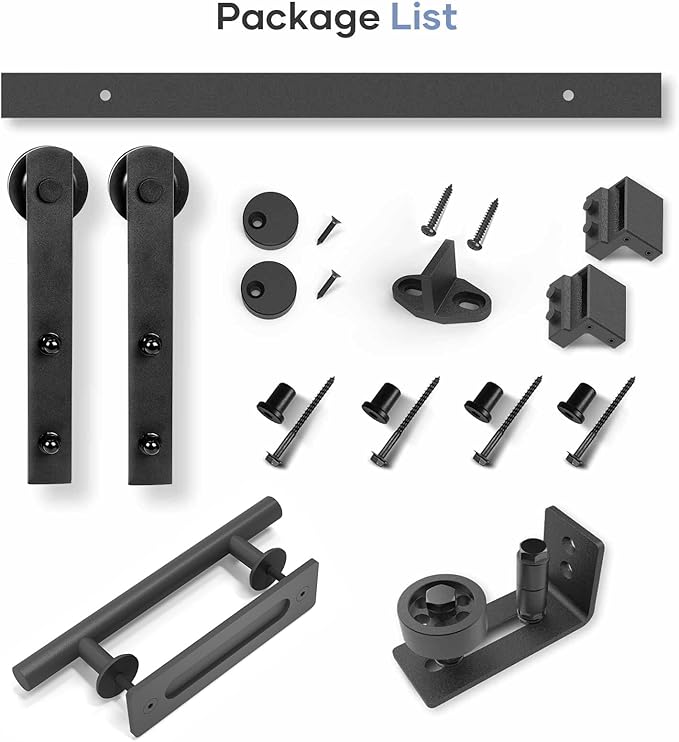 EaseLife 5.5 FT Sliding Barn Door Track and Handle Hardware Kit, Straight Pulley,Slide Smoothly Quietly,Easy Install (5.5FT Track Kit for 30"~33" Wide Single Door)
