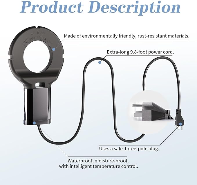 2PCS 500 Watt Bird Bath De-Icer with Thermostat, Cast Aluminum Submersible Chicken Water Heater, Heated Bird Bath, Power Cord 9.8 Ft