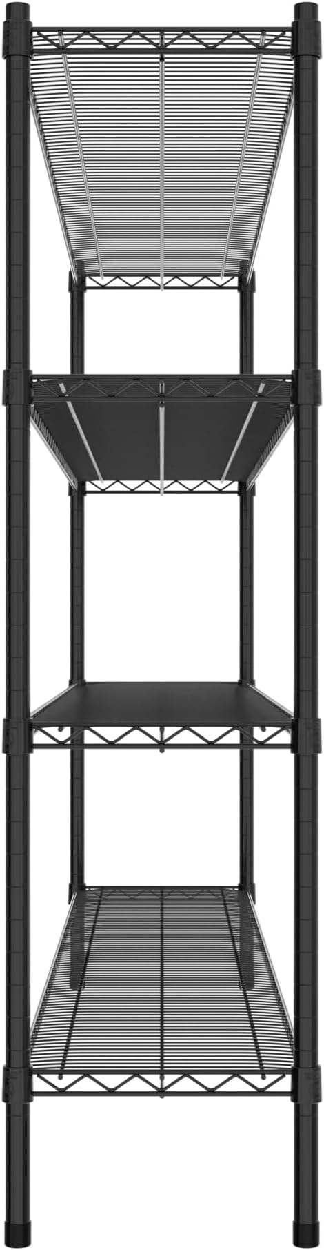 Commercial NSF Listed Black Epoxy Stationary Wire Shelving Kit 14" x 72" x 54", with 4 Shelves Perfect for Warehouse, Walk-in Refrigerator, Freezer, Grocery Store, Restaurant, Dishroom