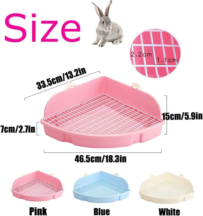 PINVNBY Large Rabbit Litter Box Small Animal Cage Toilet Pet Potty Bunny Corner Litter Box Trainer Bigger Pan Fan Shape Litter Boxes for Adult Ferret Guinea Pigs Chinchilla Galesaur (Pink)