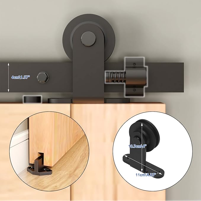 CCJH 10FT Sliding Barn Door Hardware Kit, Heavy Duty, Smoothly and Silently, Easy to Install, Fit 60" Width Single Door Panel, T-Shaped Style Black