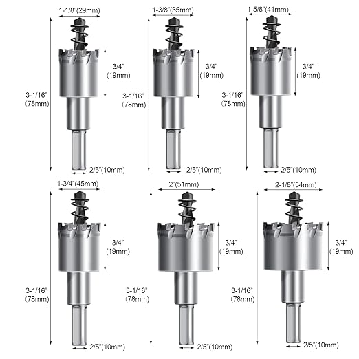 ASNOMY 14Pcs TCT Hole Saw Kit, 1/2"-2-1/8"Inch Tungsten Carbide Tipped Hole Cutters Set Heavy Duty Hole Saw for Metal Stainless Steel Iron Wood Plastic, with Extra 2pcs Pilot Drill Bits