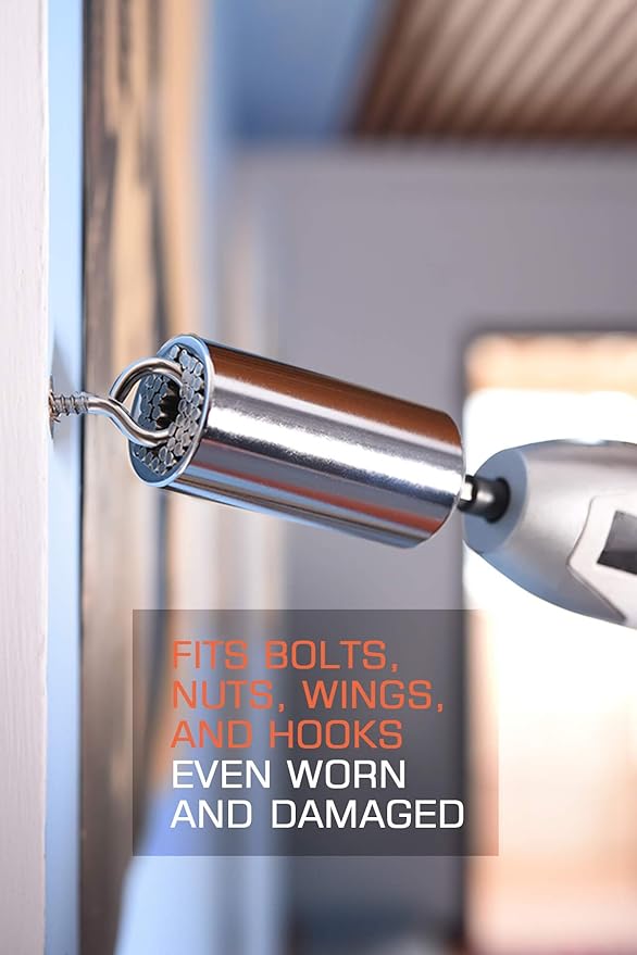 Universal Socket, Self-adjusting Socket Fits Standard 3/8'' - 1-1/16'' Metric 9mm-27mm, Adapter Socket for Wrench Ratchet & Power Drill, Tools Gifts for Men Him Husband Dad Father DIY Handyman Women