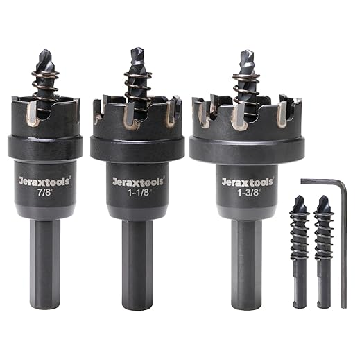 Jetax Tools 3 PCS TCT Hole Saw Kit, 7/8",1-1/8",1-3/8" Tungsten Carbide Tipped Hole Cutter Set with Titanium-Plated Pilot Drill bit for Metal, Stainless Steel