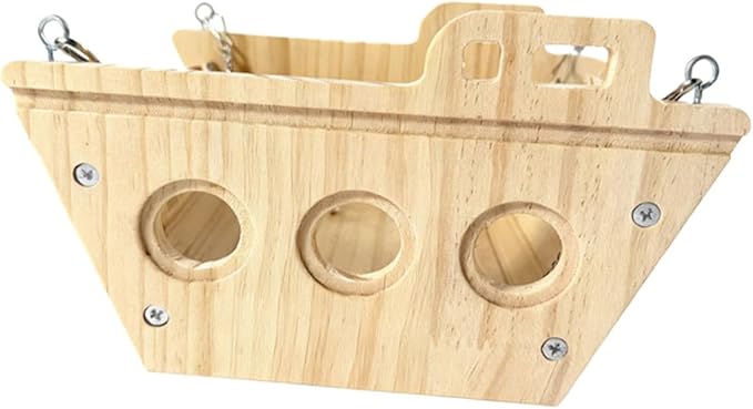 Hamster Cage Swing Toy Wood Chinchilla Hammock Exercise Fun Interactive Multifunctional Wooden Hanging Decor for Small Animal