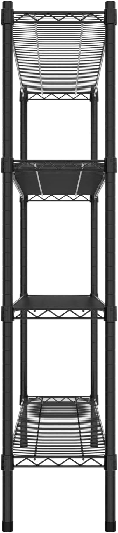 Commercial NSF Listed Black Epoxy Stationary Wire Shelving Kit 12" x 48" x 54", with 4 Shelves Perfect for Warehouse, Walk-in Refrigerator, Freezer, Grocery Store, Restaurant, Dishroom