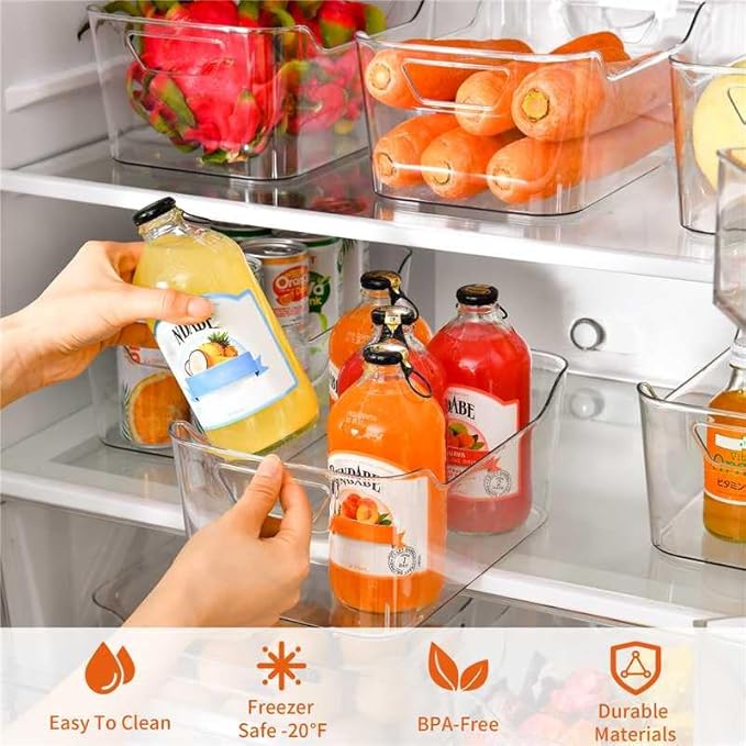 Attelite 12 Pack Clear Plastic Storage Bins, Multi-Use Pantry Organizers and Storage, Pantry Organizer Containers for Home, Kitchen, Freezer, Fridge, Cabinet, Bathroom and Under Sink Organizing