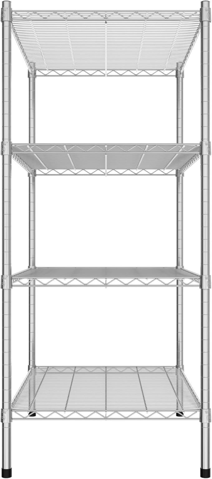Commercial NSF Listed Chrome Stationary Wire Shelving Kit 24" x 36" x 54", with 4 Shelves Perfect for Warehouse, Walk-in Refrigerator, Freezer, Grocery Store, Restaurant, Dishroom